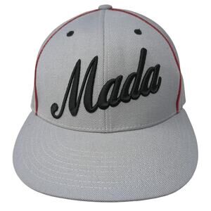 Mada Fitted Baseball Cap Gray M Embroidered Vented Holes 6 Panel Vented Holes